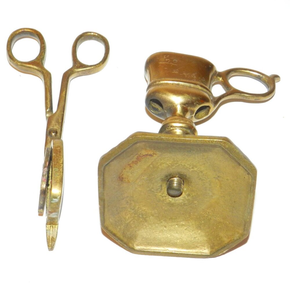 VTG Antique Solid Brass Candle Wick Snuffer With Stand Approx. 7.5 Tall - Picture 5 of 10